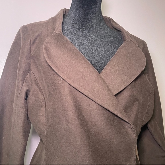 Djerf Avenue- Moleskin Blazer Brown Size Medium Fitted Cropped Cotton Jacket - Picture 3 of 14